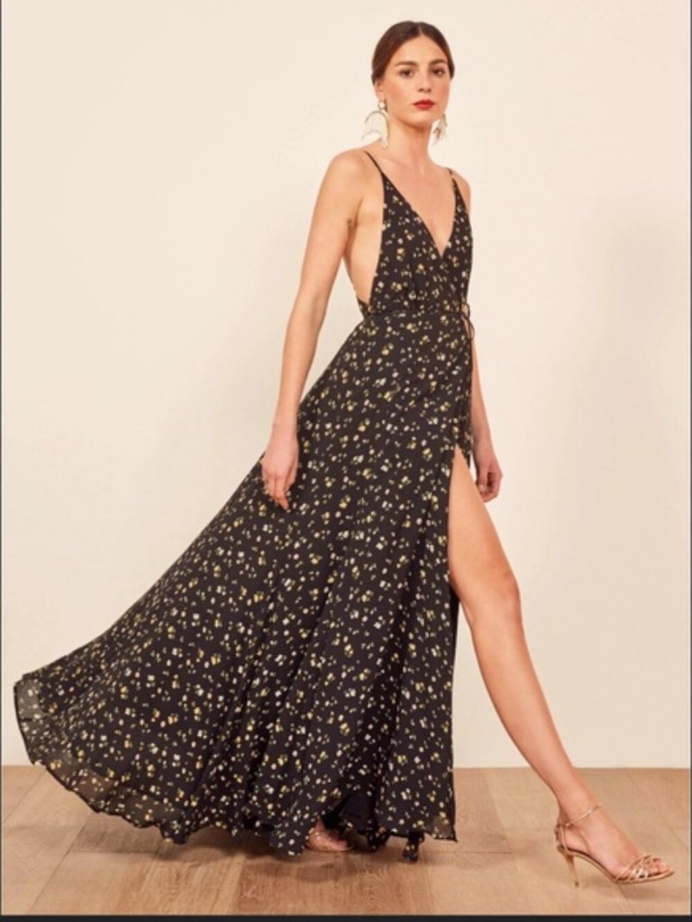 Reformation Callalily Black Floral Dress New With Tags